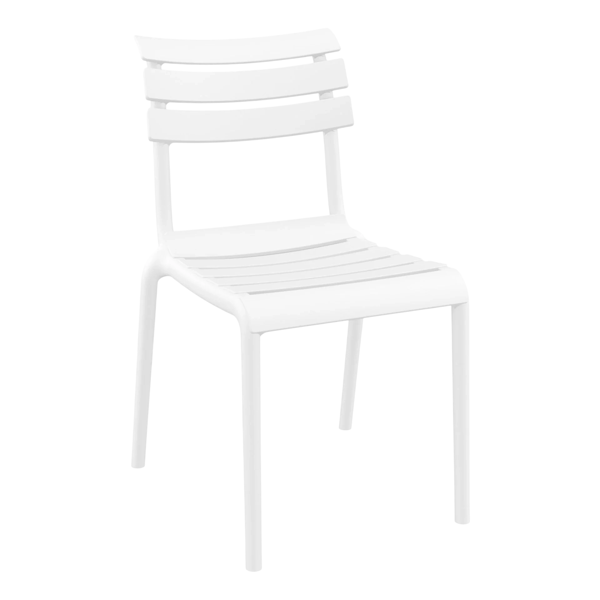 Durable White Furnlink Siesta Helen Stacking Chair - Weather-Resistant commercial kitchen equipment