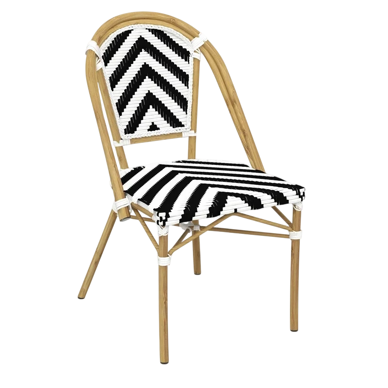 Eiffel Chair with Natural Frame and Black/White Chevron - Durafurn® commercial kitchen equipment