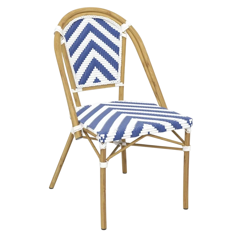 Eiffel Chair with Natural Frame in Navy/White Chevron -minmum order 4 commercial kitchen equipment
