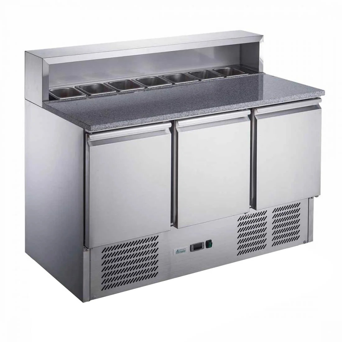 FED-X XGNS1300E Three Door Salad Prep Fridge – 402L, Marble Top, R290 commercial kitchen equipment