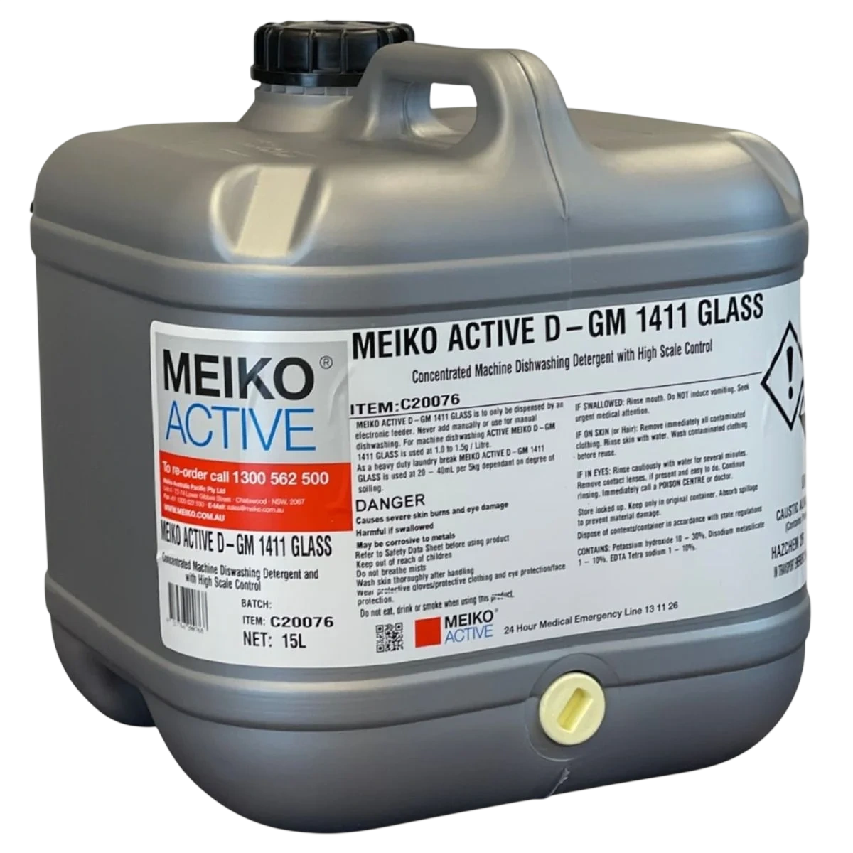 MEIKO Active D-GM 1411 GLASS Dishwashing Detergent - 15 Litre Bottle commercial kitchen equipment