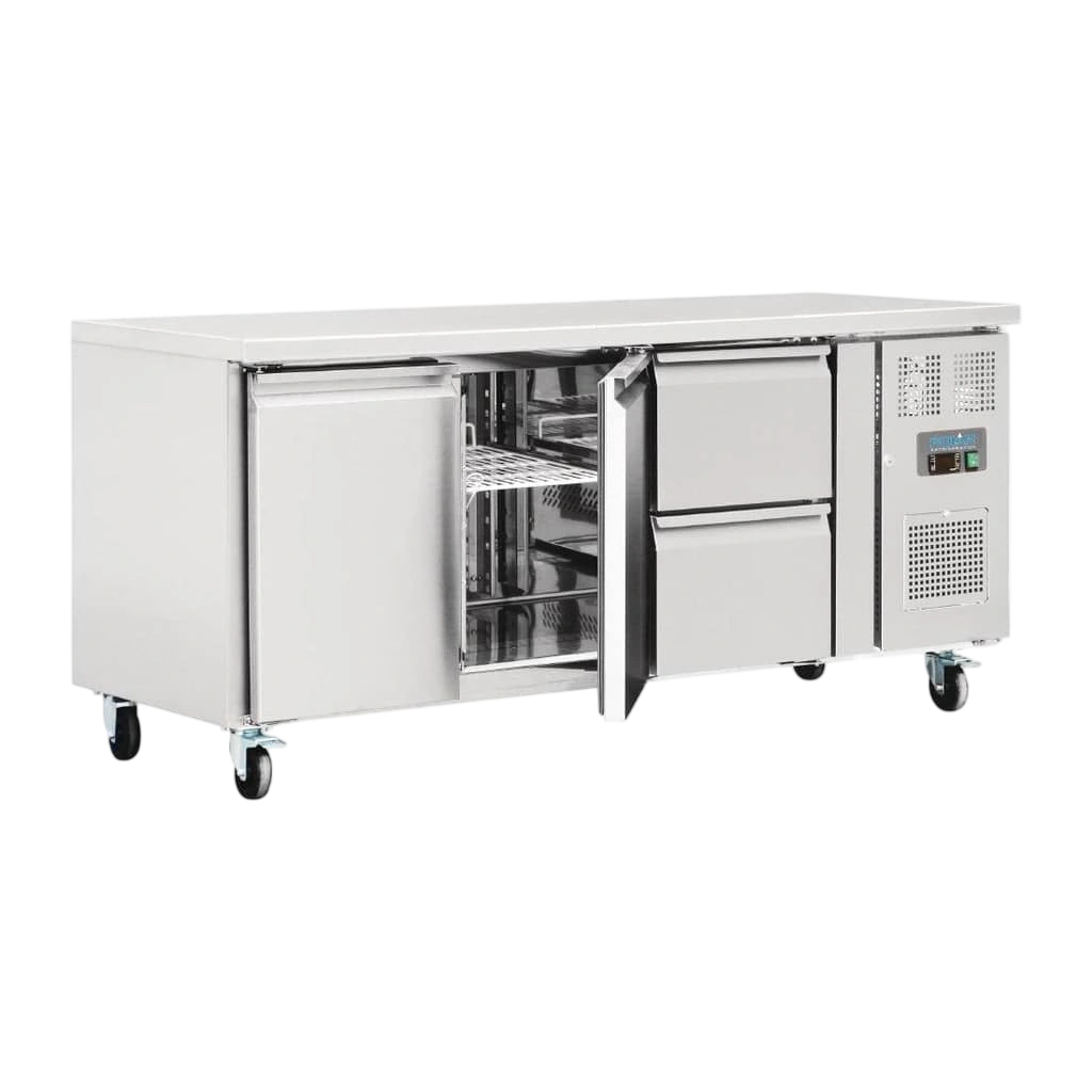 Polar GD874-A U-Series 2 Door and 2 Drawer Counter Fridge 417Ltr