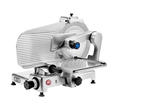 RFE Lux STD 370 BZ belt-drive meat slicer with fresh-meat tray