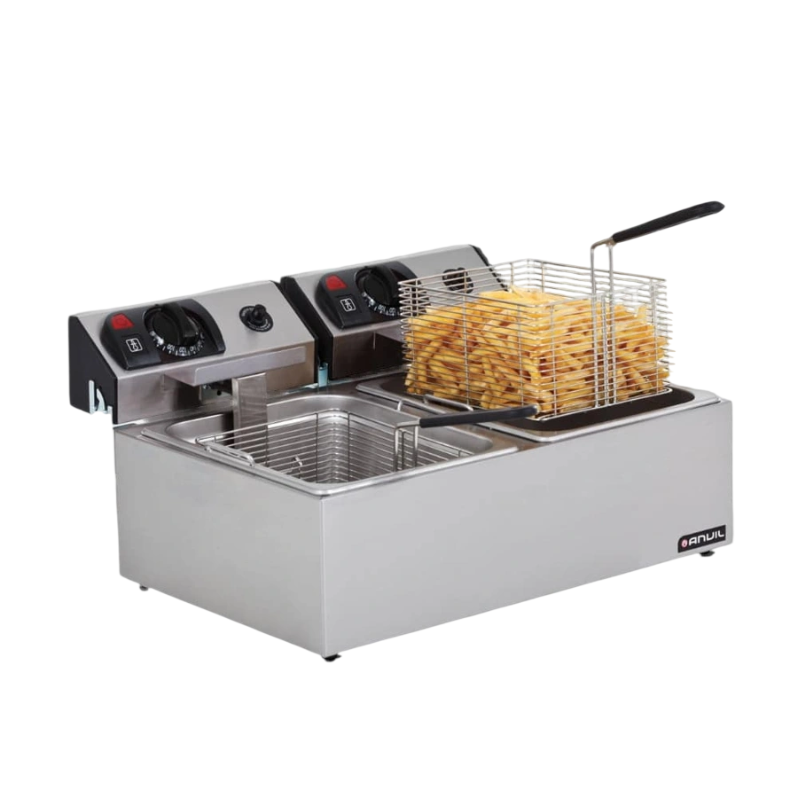 Anvil FFA0002 Double Pan Deep Fryer – 2×5L, 240V Twin 2.4kW commercial kitchen equipment