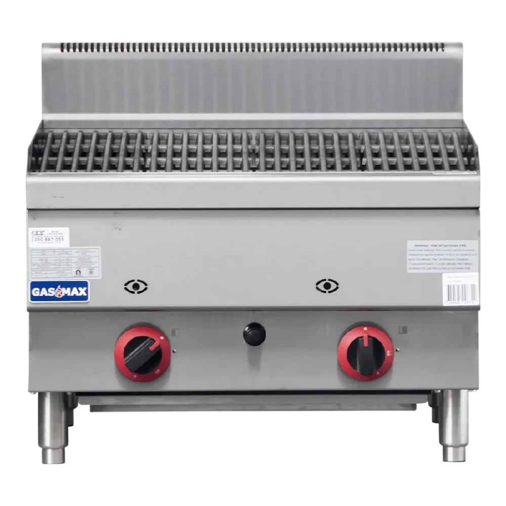 Gasmax JUS-TRH60E Benchtop 2 Burner Chargrill – 605 × 650 × 475+60 mm