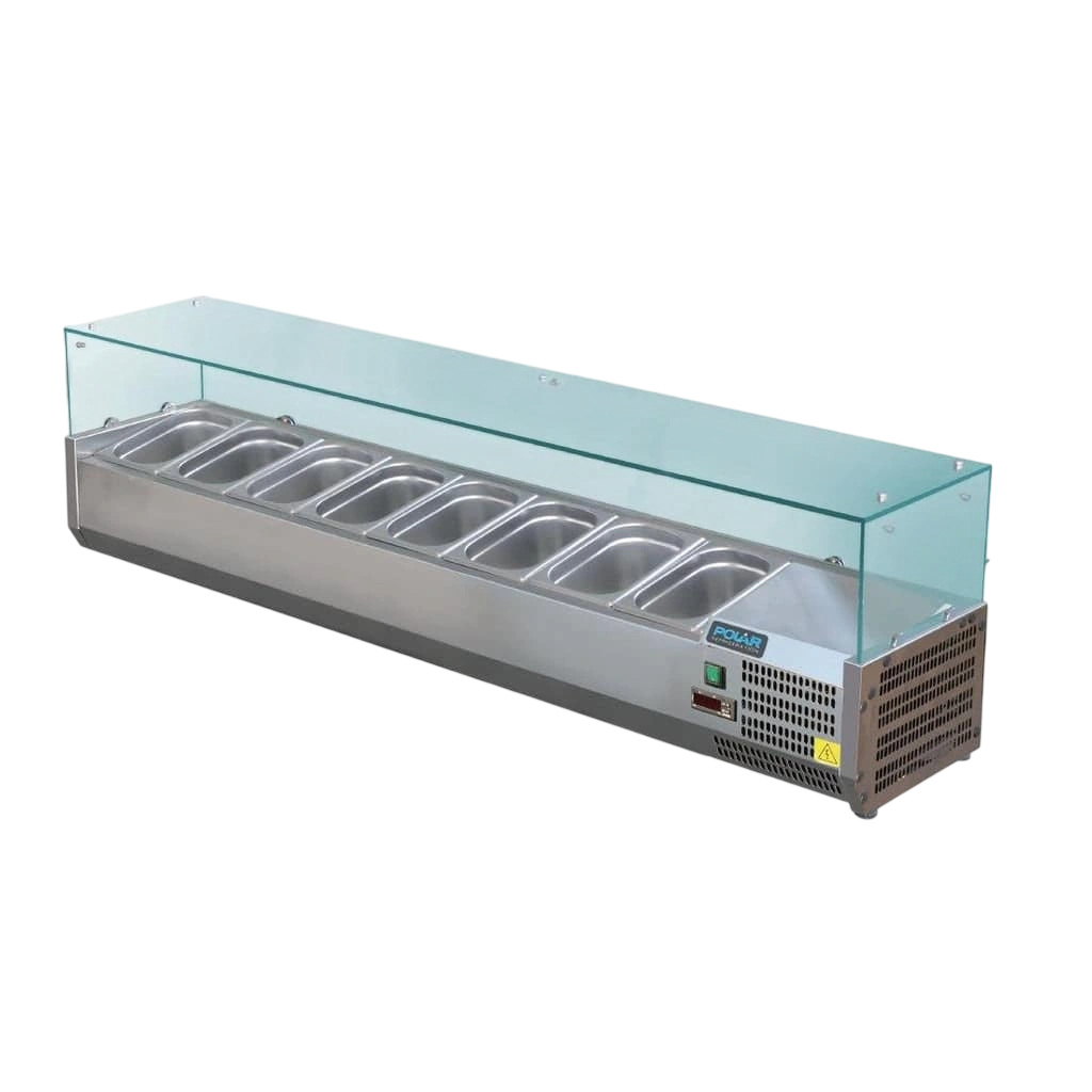 Polar G-Series Countertop Prep Fridge 8x 1/3GN with Glass Sneeze guard commercial kitchen equipment