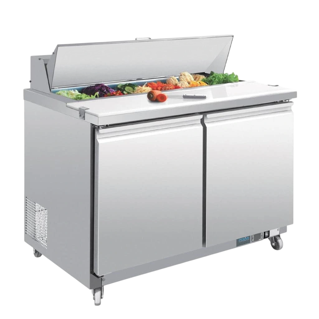 Polar GD882-A U-Series Double Door Prep Counter Fridge 405Ltr