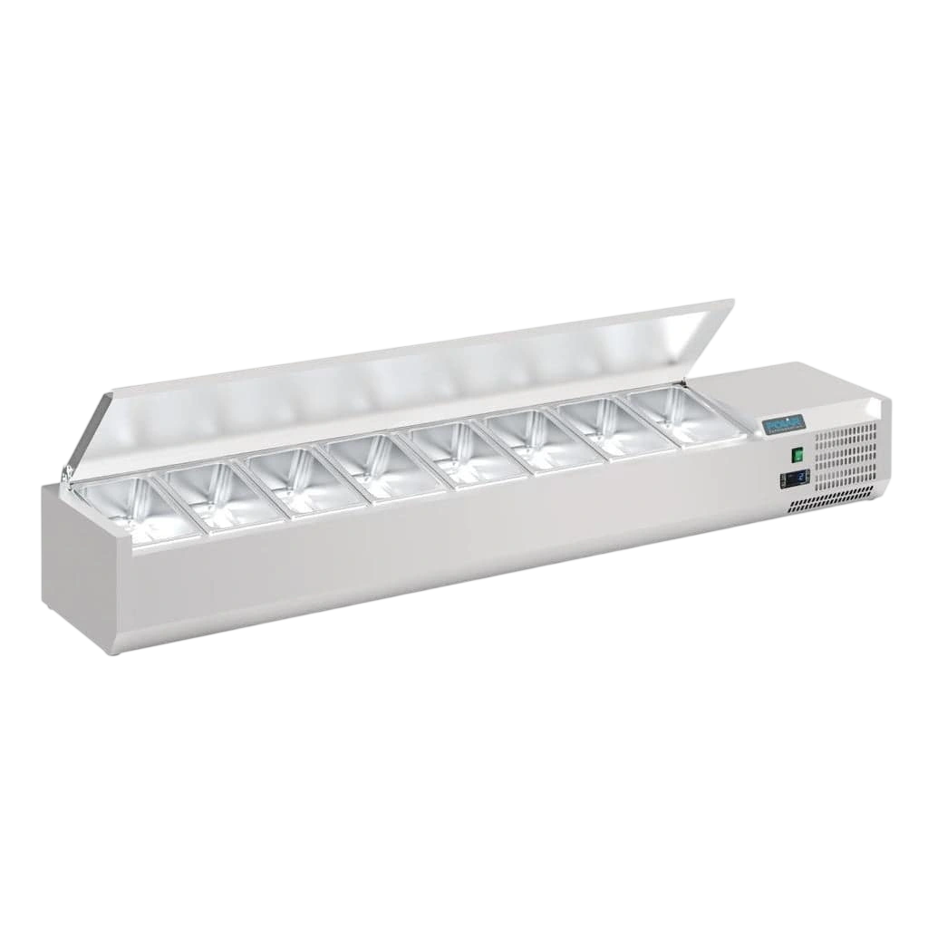 Polar G-Series Countertop Prep Fridge with Lid 8x 1/4GN with Hard Stainless Lid commercial kitchen equipment