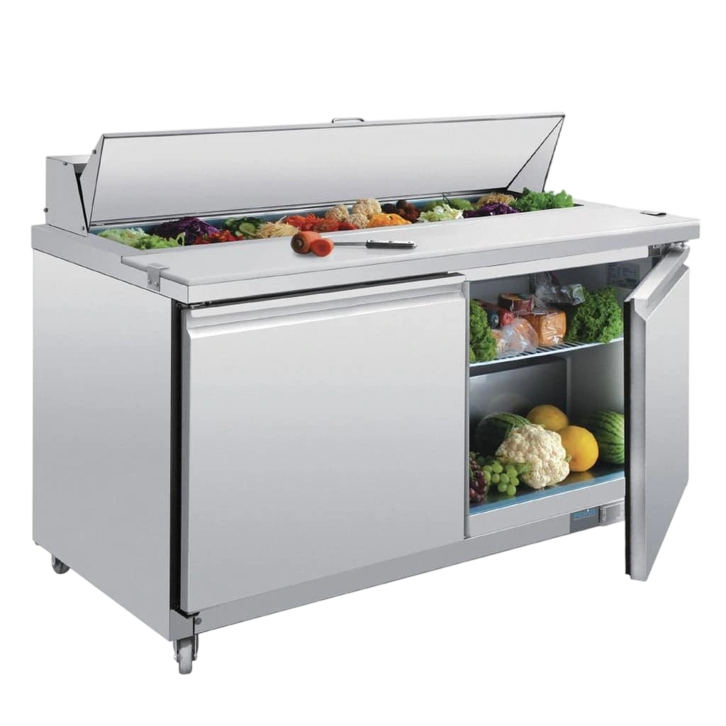 Polar GD883-A U-Series Double Door Prep Counter Fridge - 527Ltr