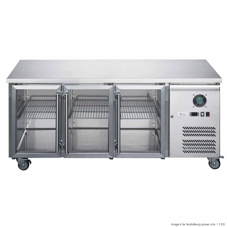 FED-X XUB6C18G3V stainless steel three glass door bench fridge
