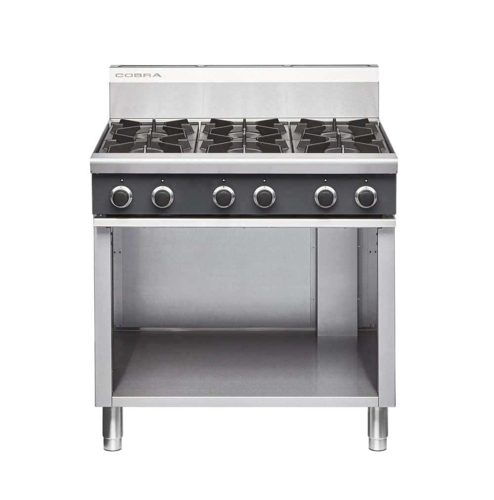 Cobra C9D 900mm Six Burner Gas Cooktop – Open Cabinet Base, 132MJ/h commercial kitchen equipment