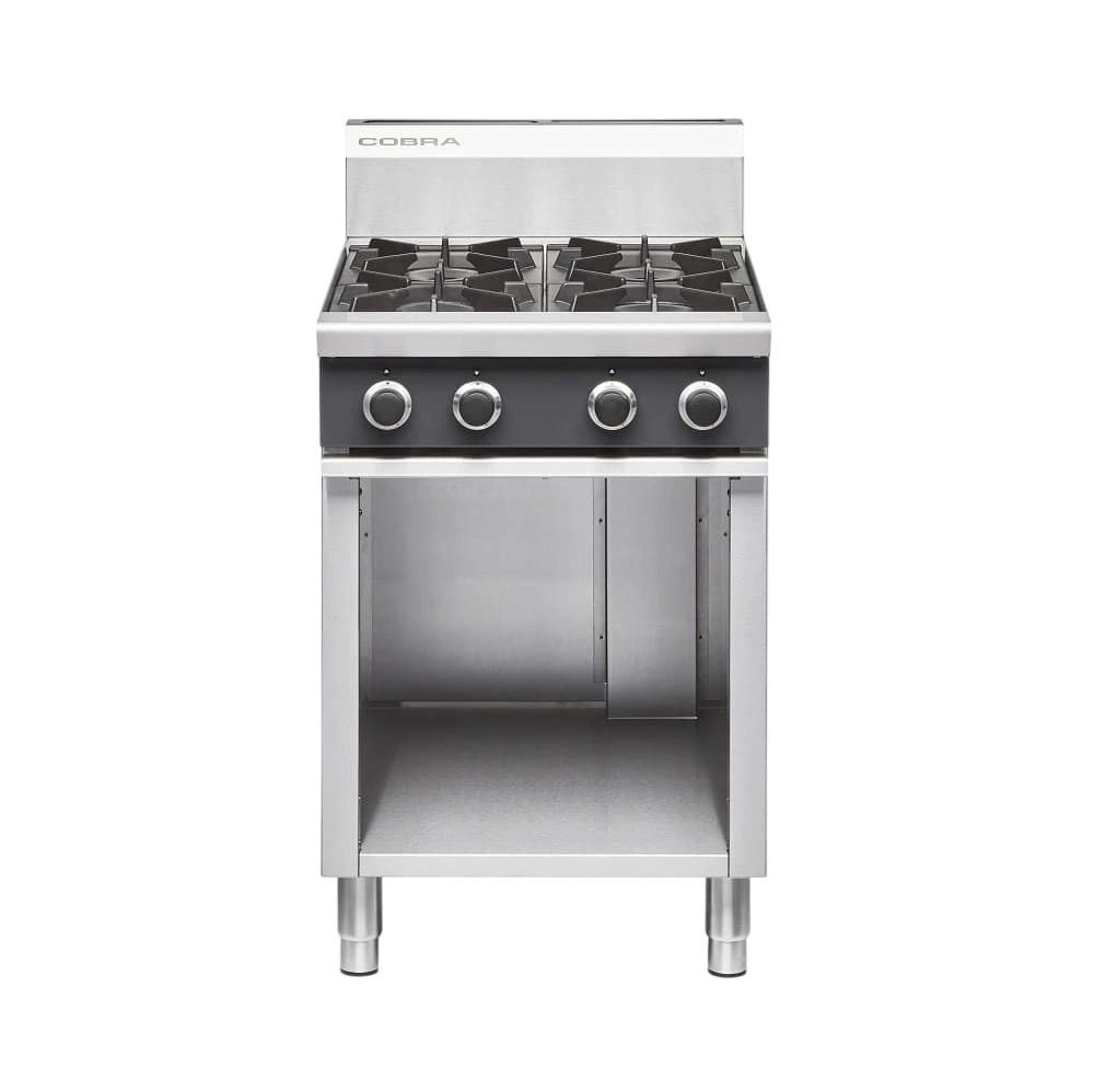 Cobra C6D 4-Burner Gas Cooktop on Open Cabinet Base – 600mm commercial kitchen equipment