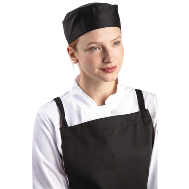 Whites A206 Chefs Skull Cap Black – Polycotton / Elasticated Back (S-XL) commercial kitchen equipment