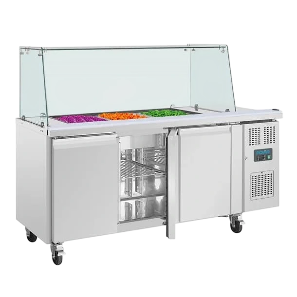 Polar UA018-A U-Series GN Counter Saladette with Square Sneeze Guard - 3 Door