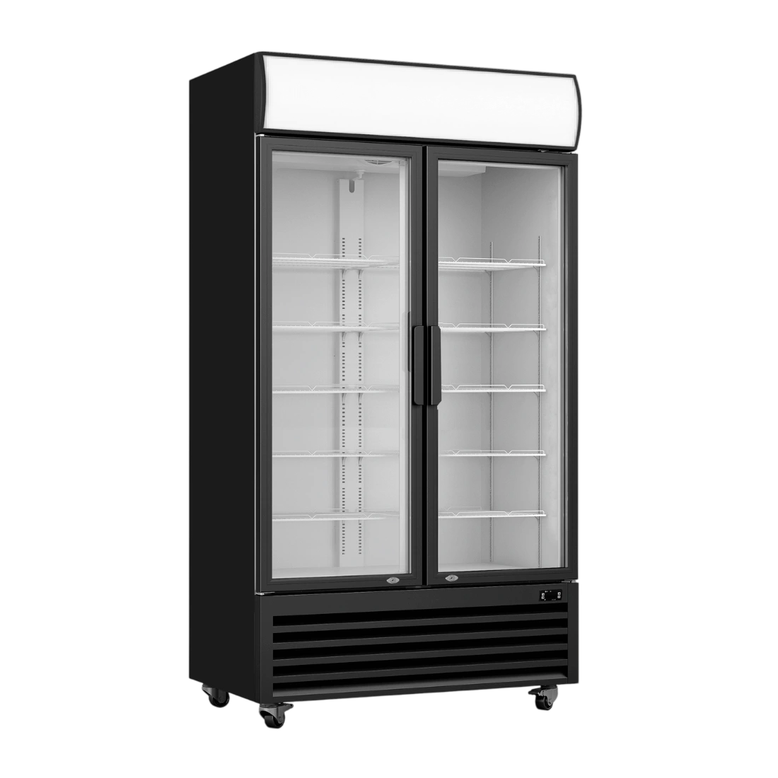 Thermaster LG-730BP 730L Upright Double Glass Door Drink Black Fridge commercial kitchen equipment