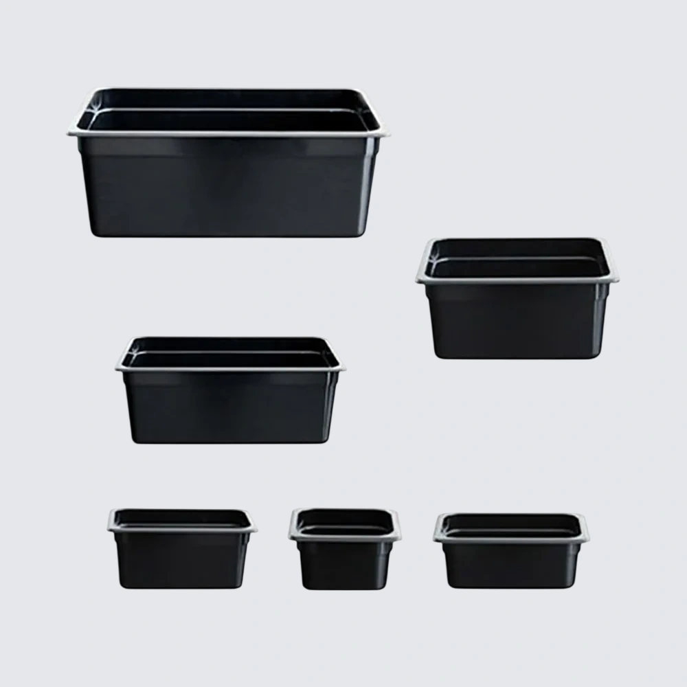 FED JW-P112B Heavy Duty Black Polypropylene 1/1 Gastronorm Pan with 65mm Depth