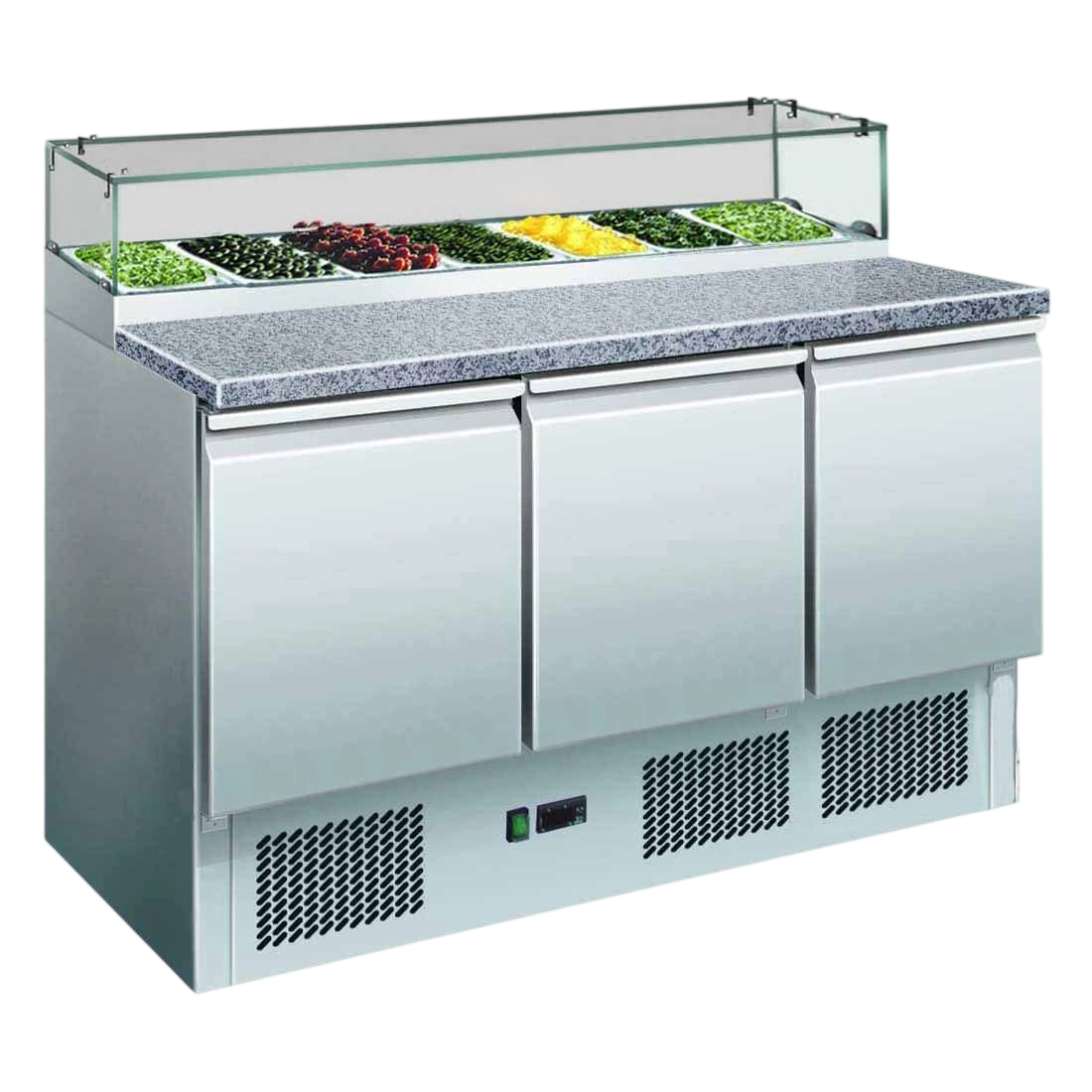 Thermaster GNS1300E Three Door Salad Marble Prep Top – 444L, 7x 1/3GN commercial kitchen equipment