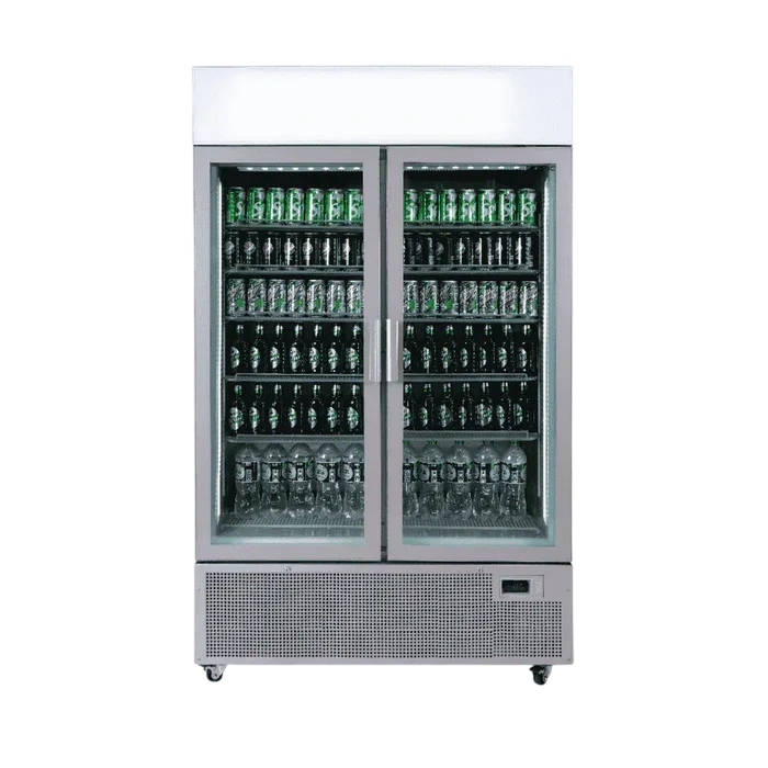 Bromic GM1100LS-NR 2 Glass Doors Display Fridge – 1082L, Silver, LED commercial kitchen equipment