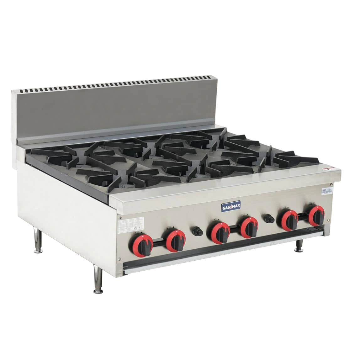 Gasmax RB-6E Gas 6 Burner Cook Top – 144MJ, Flame Failure, NG commercial kitchen equipment