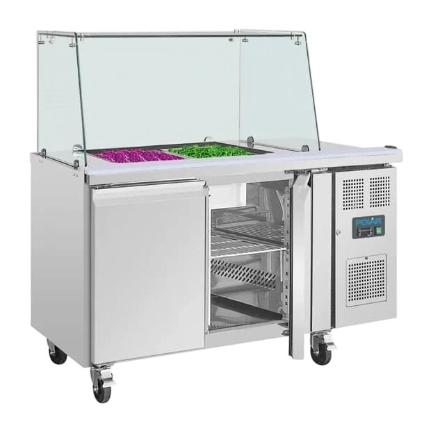 Polar UA017-A U-Series GN Counter Saladette with Square Sneeze Guard - 2 Door