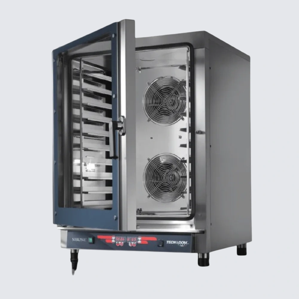 Tecnodom Icarus TD-10NE Digital Combi Oven showcasing spacious 10-tray capacity and digital controls, ideal for professional kitchens.