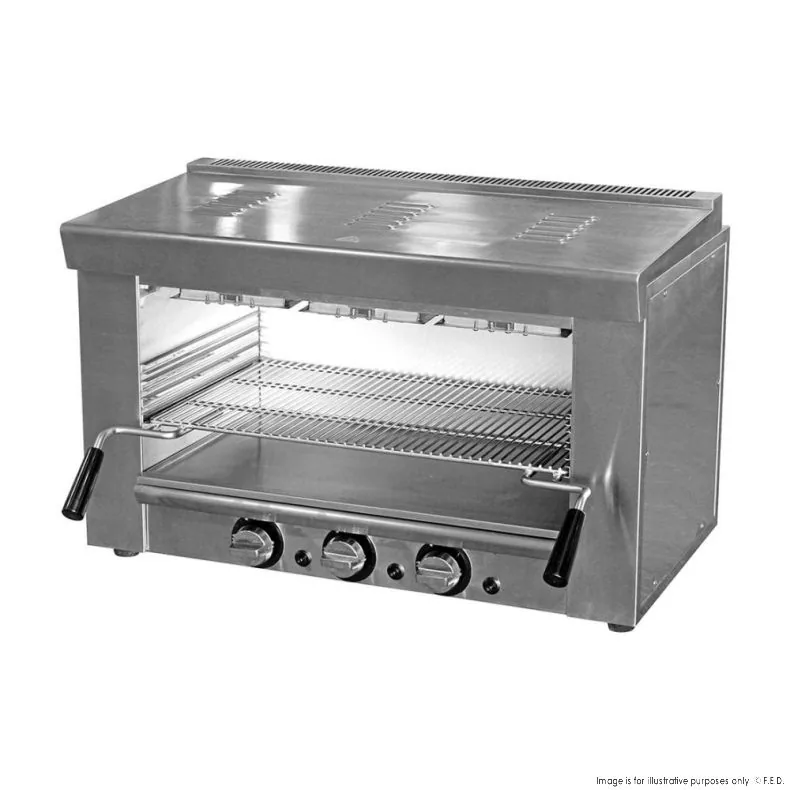 Gasmax REB-02E Natural Gas Salamander with 3 Ceramic Infrared Burners and 630mm Grill