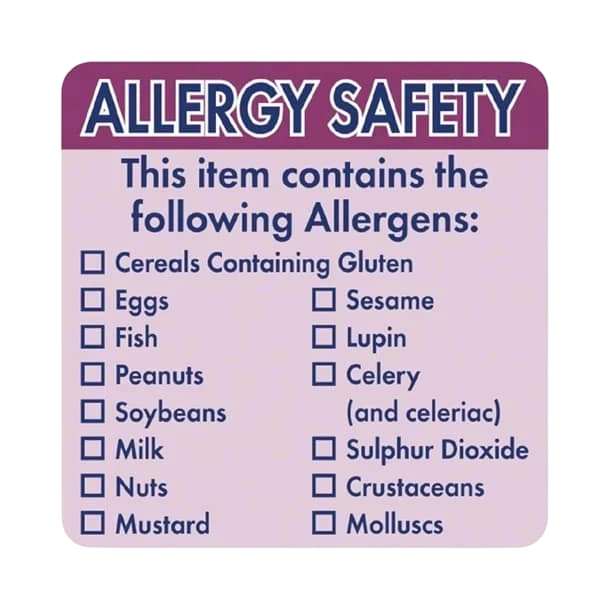 Hygiplas Removable Allergen 'Contains' Label 2' (Roll 500) commercial kitchen equipment