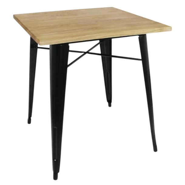 Bolero 700mm Square Steel Bistro Table with Wooden Top (Black) commercial kitchen equipment