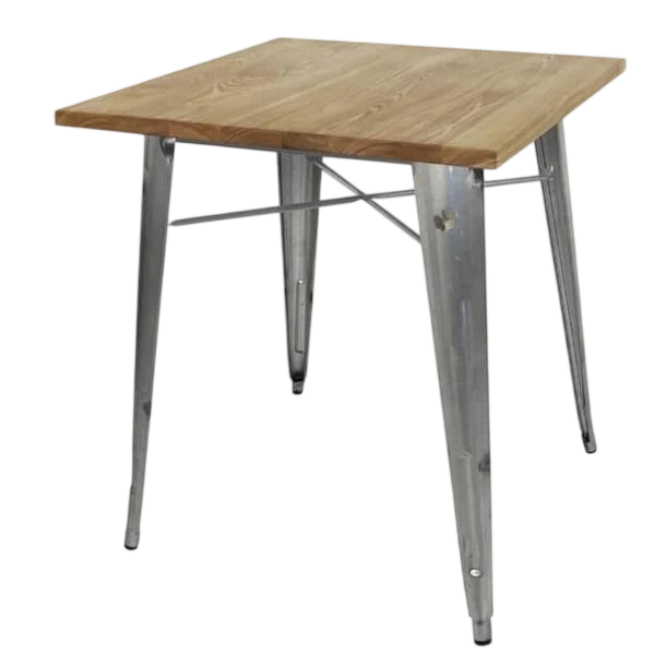 Bolero 700mm Square Steel Bistro Table with Wooden Top (Galvanised) commercial kitchen equipment
