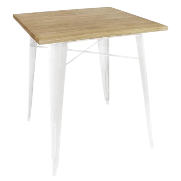 Bolero 700mm Square Steel Bistro Table with Wooden Top (White) commercial kitchen equipment