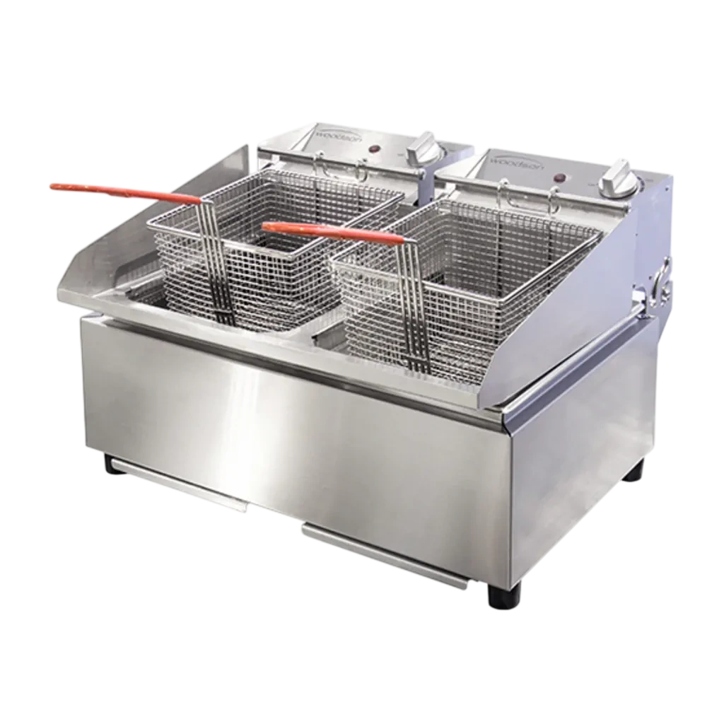 Woodson W.FRT80 Twin Pan Fryer – 16L, 2x 15A Plug, Benchtop commercial kitchen equipment