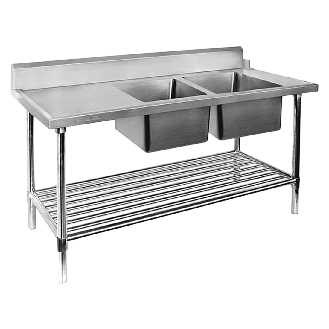 FED DSBD7-1500R/A Right Inlet Double Sink Bench commercial kitchen equipment