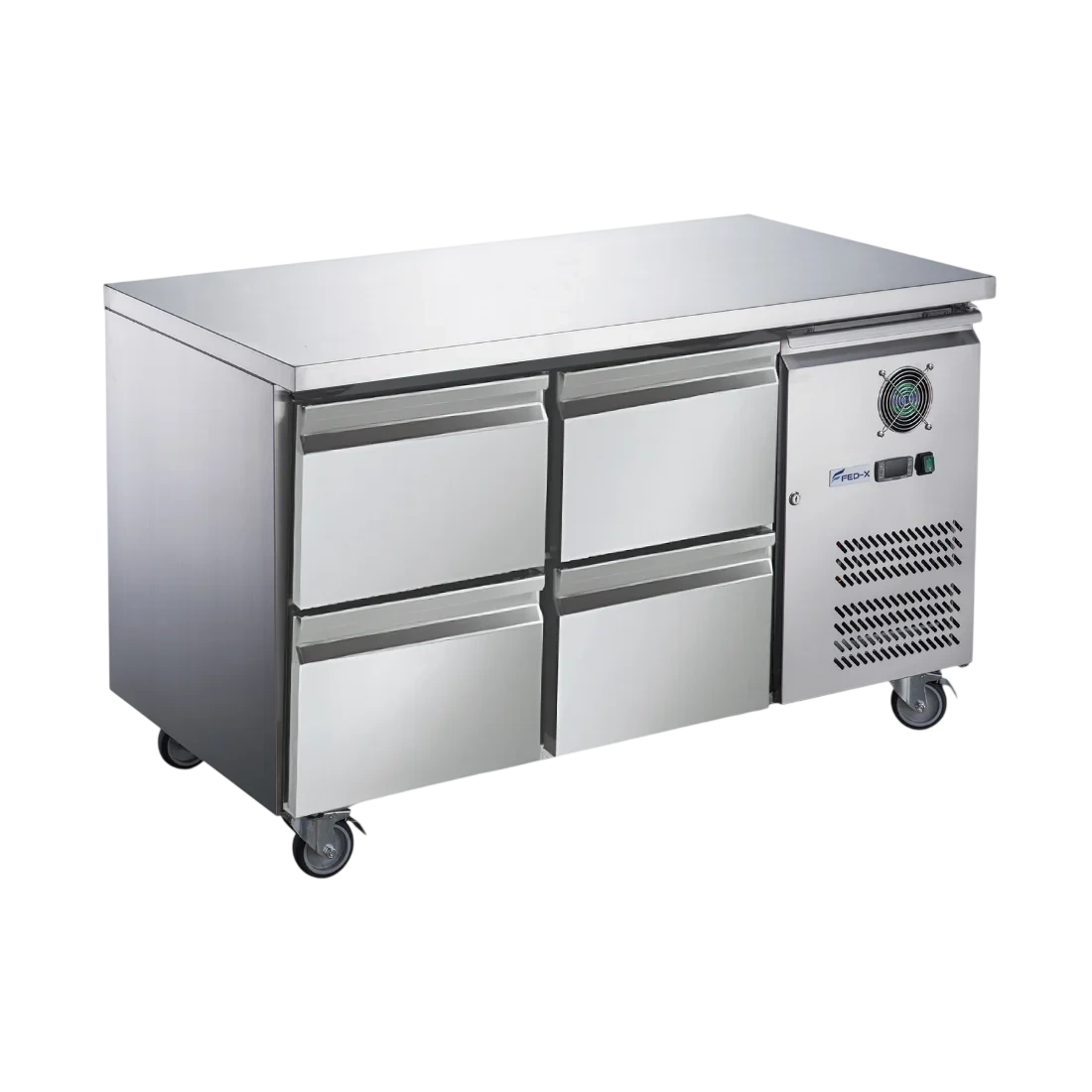 FED-X XUB7C13S2D S/S Four-Door Bench Fridge with Drawers