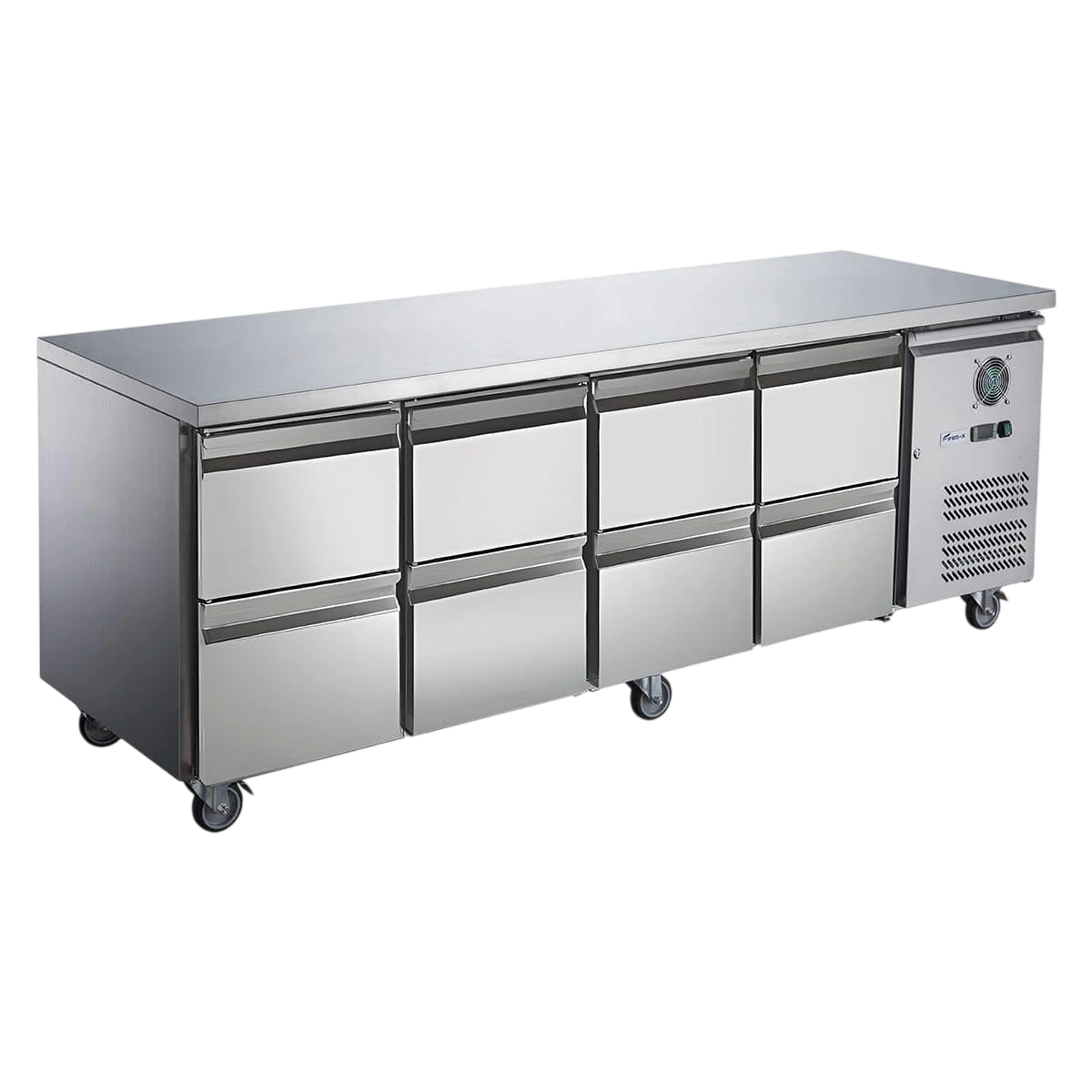 FED-X XUB7C22S4D Eight-Door Bench Fridge | GN1/2 Drawers | 553L | Stainless Steel commercial kitchen equipment