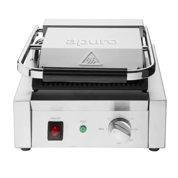 Apuro CU600-A Bistro Ribbed Contact Grill | 1.5kW Commercial commercial kitchen equipment