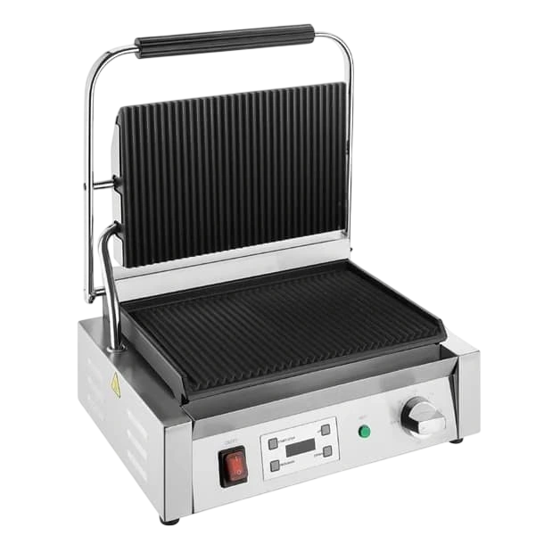 Apuro CU608-A Extra Large Contact Grill – Ribbed Plate with Timer commercial kitchen equipment