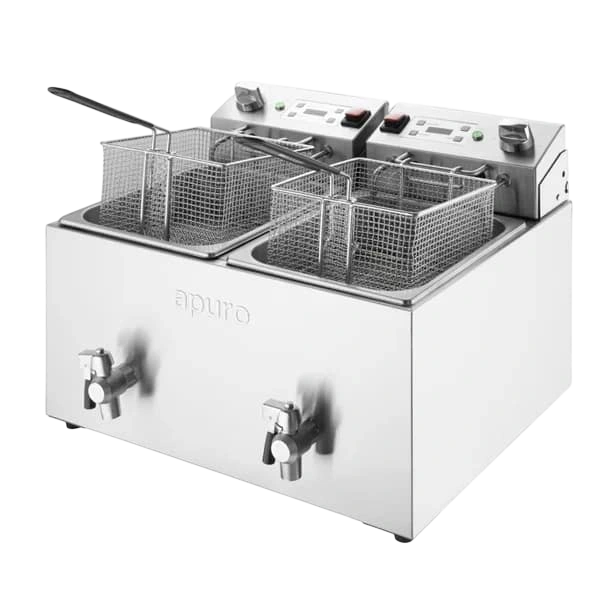 Apuro CU621-A Twin Tank Electric Fryer – 2×8L Benchtop commercial kitchen equipment
