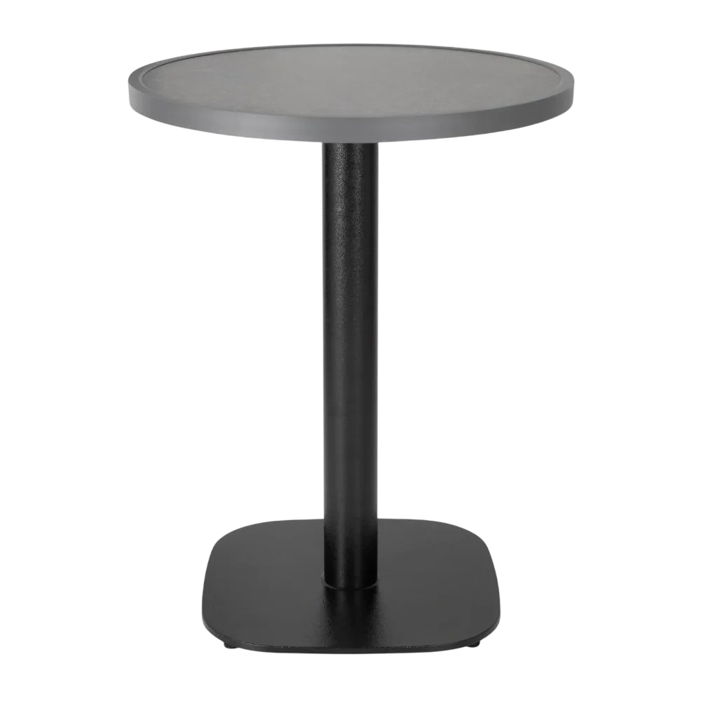 Bolero Black Brushed Mix Outdoor Fibre Glass Table Top Square Grey Trim Rnd580mm