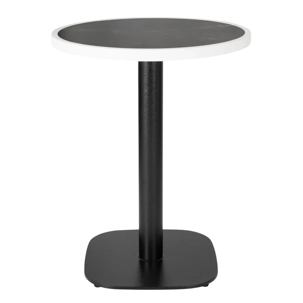 Bolero Dark Granite Effect Outdoor Fibre Glass Table Top White Trim Round 580mm