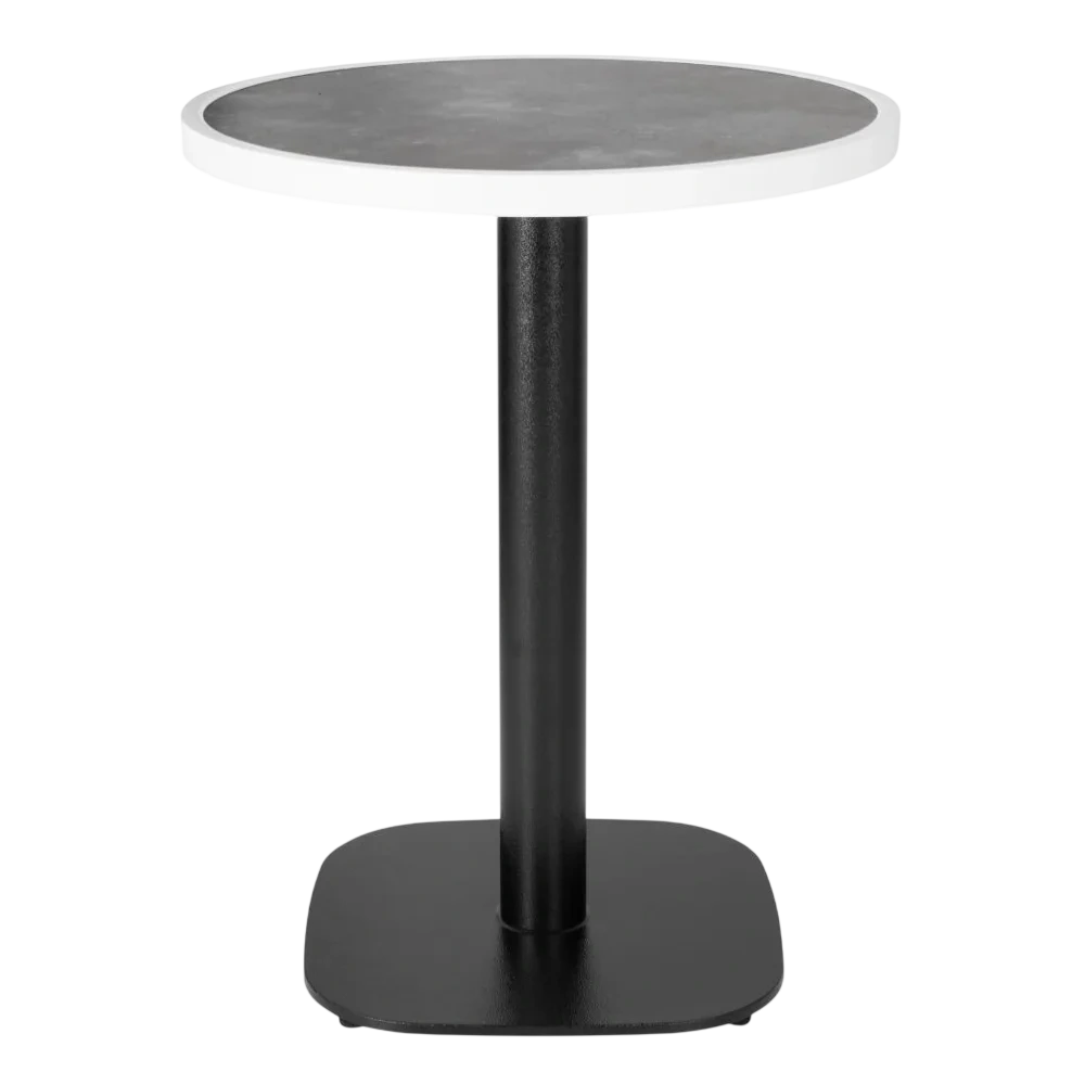 Bolero Dark Stone Effect Outdoor Fibre Glass Table Top White Trim Round - 580mm