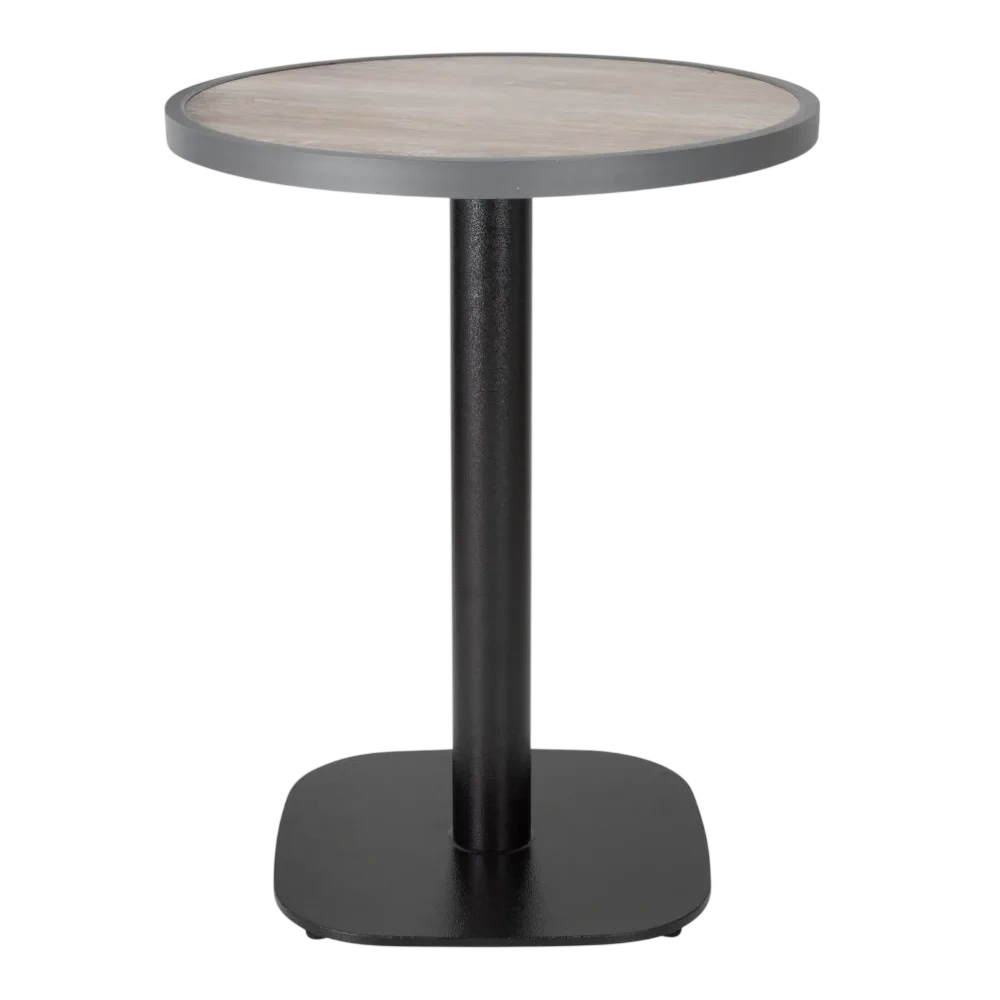Bolero Wood Grain Effect Outdoor Fibre Glass Table Top Grey Trim Round - 580mm