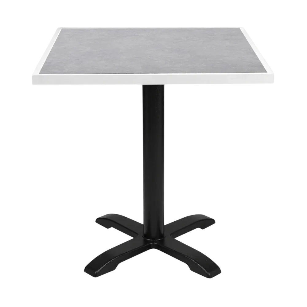 Bolero Light Grey Stone Effect Outdoor Fibre Glass Table Top White Trim - 700mm
