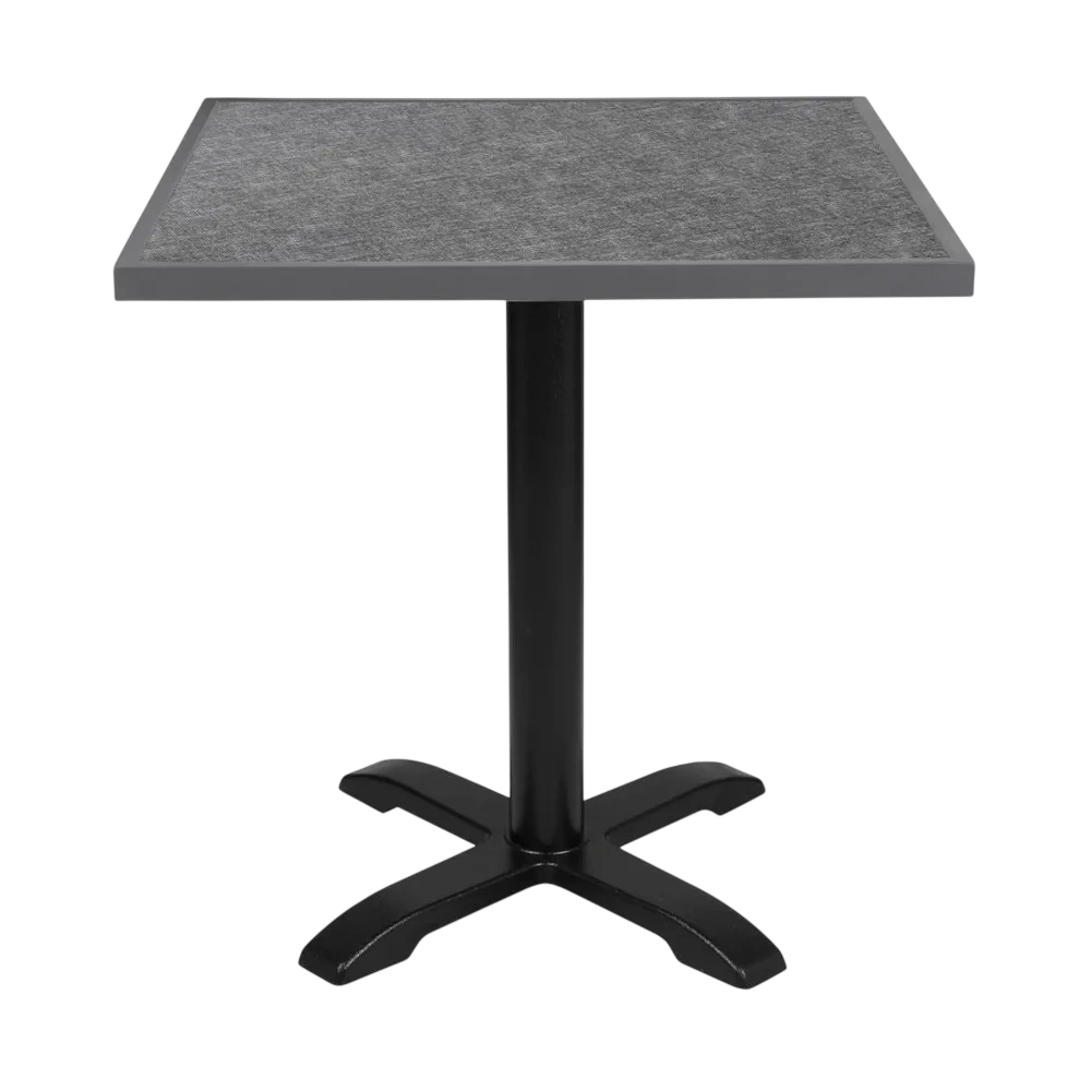 Bolero Black Brushed Mix Outdoor Fibre Glass Table Top Square Grey Trim - 700mm