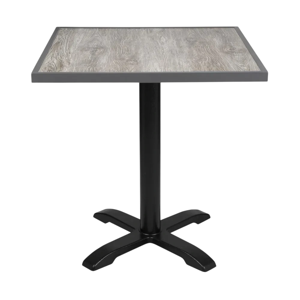 Bolero Wood Grain Effect Outdoor Fibre Glass Table Top Grey Trim - 700mm