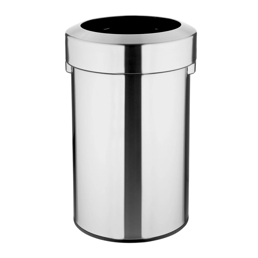 Bolero Brushed Steel Bin with Open top Lid 70ltr
