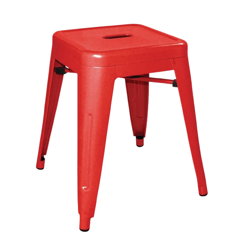 Bolero Red Steel Bistro Low Stool (Pack 4)