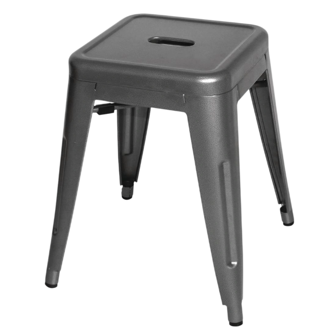 Bolero Gun Metal Grey Steel Bistro Low Stool (Pack 4)