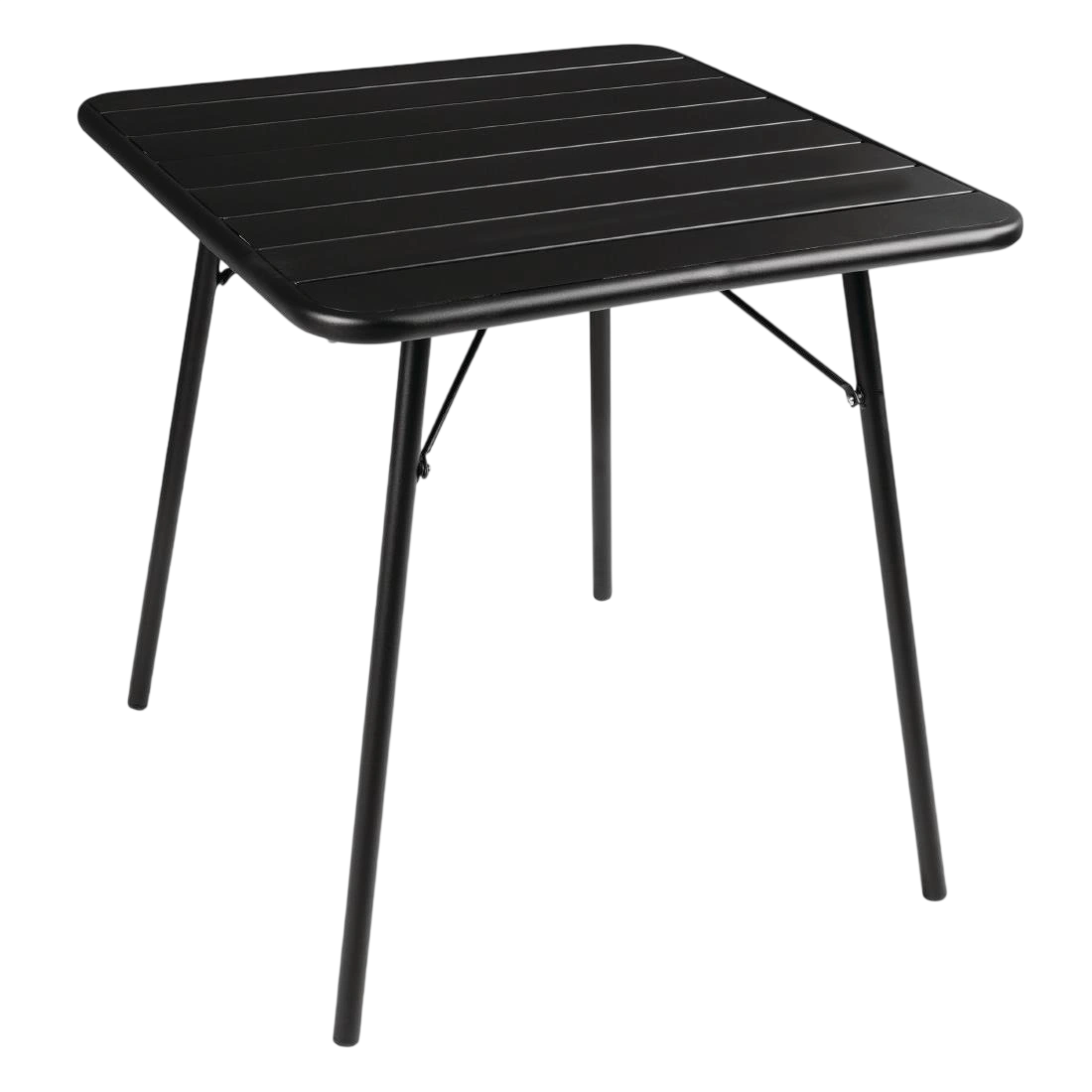 Bolero Slatted Square Steel Table Black - 700mm