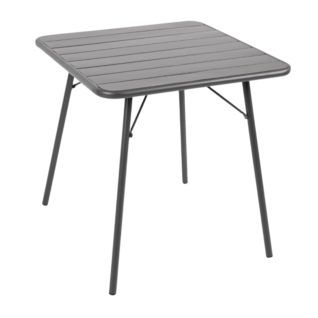 Bolero Slatted Square Steel Table Grey - 700mm