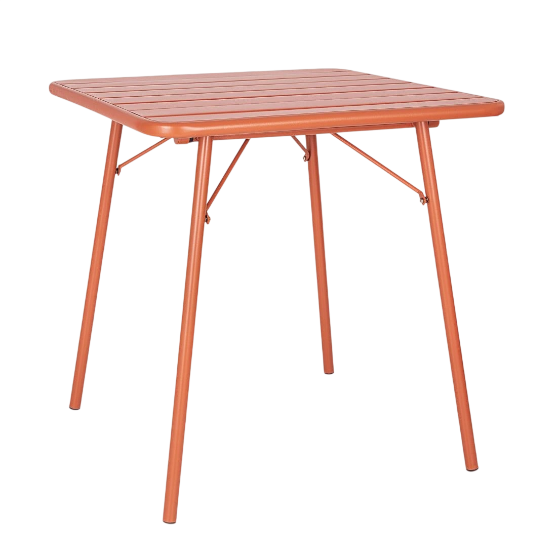 Bolero Terracotta Square Slatted Steel Table - 700mm